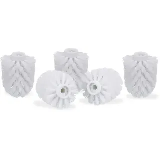 Relaxdays WC Bürstenkopf im 5er Set, lose Toilettenbürsten Gewinde 9,5 mm, Ersatzbürstenkopf Durchmesser 8 cm, weiß, 8 x 9.5cm