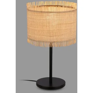 BRILONER - Tischlampe mit Strohschirm, Kabelschalter, E27, max. 10W, Lampe, Boho, aesthetic, Nachttischlampe, Tischleuchte, Dekolampe Flur, Bürolampe, Leselampe, Wohnzimmer, 25x43,5 cm (DxH), Natur