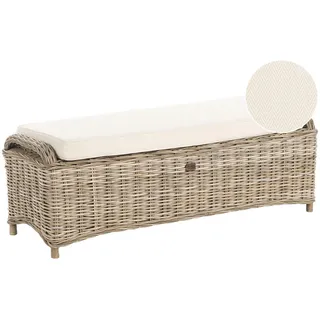 Beliani Garten 2-Sitzer Ottomane Naturfarben Susua , Naturmaterialen , 140x49x47 cm , Gartenmöbel, Gartenbänke
