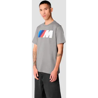 BMW T-Shirt mit BMW M Logo Puff-Druck auf der Brust, grau