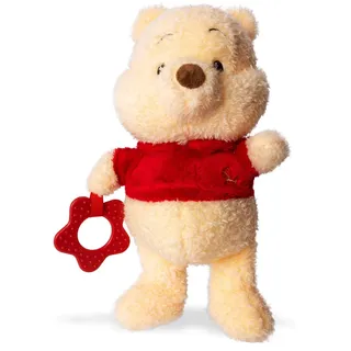Disney Winnie Puuh Plüsch mit Beißhilfe 100% GRS Recycled - Plüschtier, kuscheliges Stofftier, weicher Plüsch, Geschenkidee für Kinder & Fans, 28cm, ab 0 Monaten