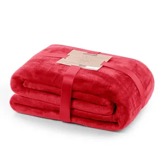 DecoKing Kuscheldecke 160x210 cm rot Decke Microfaser Tagesdecke Fleece weich sanft kuschelig red Mic