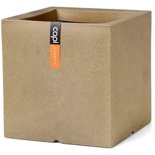 Capi Europe - Topf quadratisch Smooth NL - 30x30 - Beige - Blumentopf für den Innen- und Außeneinsatz - Übertopf - Pflanztopf - Pflanzgefäß - Kunststoff - KBE902