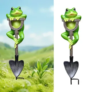 Norhogo 1 Stücke Frosch deko, Frosch mit Schaufel, Froschfigur Deko für Garten Landschaft, gartendeko für draußen Figuren, Pflanze Dekor für Yard Rasen Patio Skulptur, 20cm