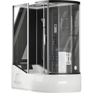 HOME DELUXE - Duschtempel ALL IN 4in1 - Schwarz, 170 x 90 x 220 cm Rechts - inkl. Dampffunktion, Regendusche und Fußmassage I Dampfsauna, Duschtempel Whirlpool Fertigdusche - Schwarz