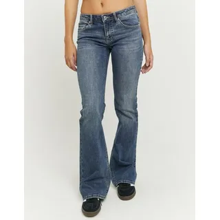 Bootcut-Jeans TALLY WEIJL "SPADESASSY2", Damen, Gr. 40, N-Gr, midschwarz indigowash dirtybeige, Denim/Jeans, Obermaterial: 90% Baumwolle, 8% Elastomultiester, 2% Elasthan, Abriebeffekte, bootcut fit lang, Jeans Bootcut-Jeans, Baumwollmischung, Low Waist