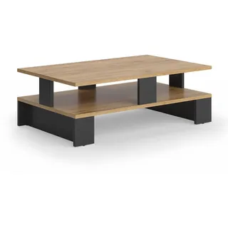 Vicco Couchtisch Belina, Goldkraft Eiche/Anthrazit, 80 x 50 cm mit zwei Ebenen