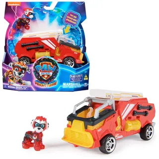 Paw Patrol Mighty Kinofilm Superhelden-Basis-Fahrzeug mit Welpenfigur 23cm gelb/rot