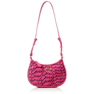 Pinko Damen Half Moon Mini FL Recycling Nylon St. Logo Tasche, nzel_pink pink/Black-Black