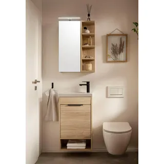 Schildmeyer Gäste WC Set Mads - Waschtisch und Spiegelschrank 702059, weißeiche Dekor