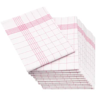 Zollner Geschirrtücher, 12er-Set, 50x70 cm, 50% Baumwolle, 50% Leinen, Rot , Textil , 50x70 cm , Oeko-Tex® Standard 100 , Heimtextilien, Geschirrtücher & Schürzen, Geschirrtücher