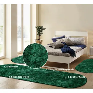 Hochflor-Bettumrandung BRUNO BANANI "Dana Teppich, Kundenliebling" Gr. 14, grün (dunkelgrün), H:30mm, Obermaterial: 100% Polyester, Bettumrandungen, Hochflor-Bettumrandung, unifarben, Mikrofaser, pflegeleicht, Bettvorleger, Schlafzimmer