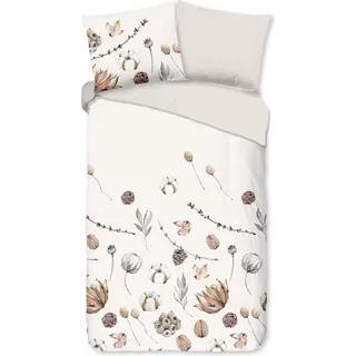 Guten Morgen Bettbezug "Trockenblumen" - Sand - (200x200/220 cm) - Baumwolle 100% Flanell - Beige
