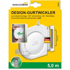 Schellenberg 50150 Rolladen Gurtwickler Aufputz inkl. Rolladengurt 14 mm x 5m, System Mini, 180° schwenkbar, Lochabstand 8 cm Aufschraubwickler kann geöffnet werden, Weiß