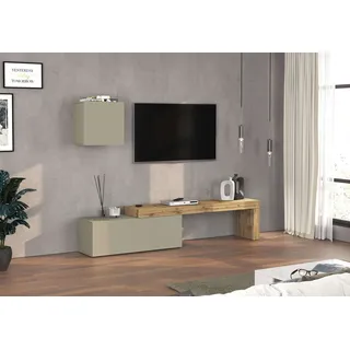TV-Wand OTTO HOME "Chronos TV-Set, Wohnwand – Elemente frei platzierbar, Made in Italy", taube, eiche wotan, B:240cm H:190cm T:40cm, Kastenmöbel-Sets, TV-Wand, Lowboard Breite 240 cm, Hängeschrank Breite 50 cm, Made in Italy