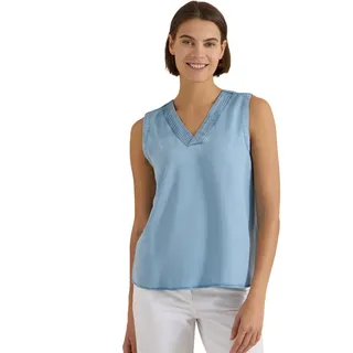 Cecil Blusentop im Denim-Look mit V-Neck Light Blue Used wash L