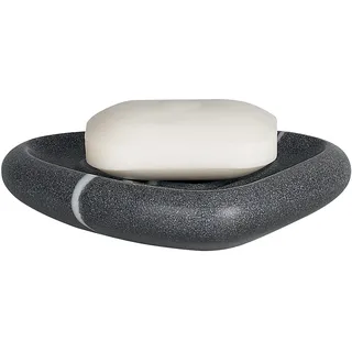 Spirella Seifenschale Steinoptik dekorative Badausstattung Seifenablage Etna Maße: 15 x 11 x 3 cm - Stein grau, Steingrau