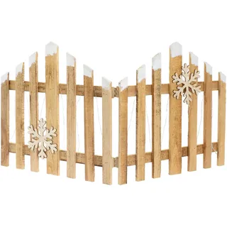 ECD Germany ECD-Germany Deko Holz Zaun Natur 30 LED Warmweiß 77x38 cm