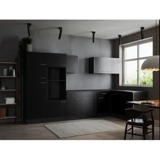 Respekta Winkelküche L-Form 340 x 172 cm Grau Schwarz