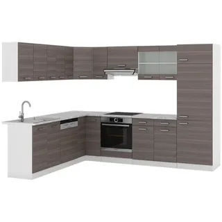 Vicco Winkelküche L-Form 227 x 287 cm Edelgrau/Weiß