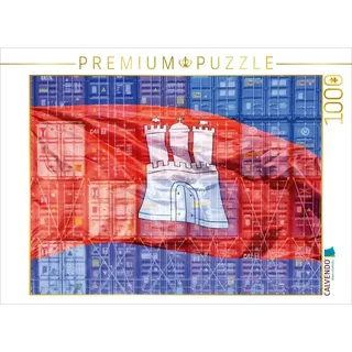 CALVENDO Puzzle Flagge der Hansestadt Hamburg 1000 Teile Puzzle quer | Lege-Größe cm Foto-Puzzle für glückliche Stunden