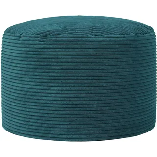 Icon Milano Cord Sitzsack Hocker mit Füllung, Blaugrün | In Deutschland Hergestellt, Sitzsack Pouf Hocker, Flauschiger Cordstoff, Fußhocker für das Wohnzimmer und Schlafzimmer