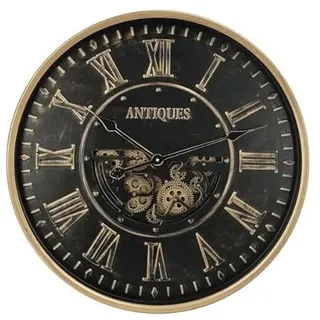 PRENDELUZ Wanduhr, Schwarz und Gold, 60 x 60 x 8 cm, mit Bewegung, ideal für Dekoration und Stil in jedem Raum.