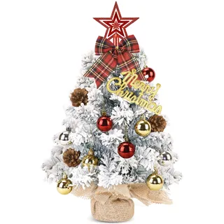 Zavothy Mini Weihnachtsbaum 60cm Tisch Weihnachtsbaum Klein Künstlich Geschmückt für Weihnachten Deko (Weiß, 60cm)