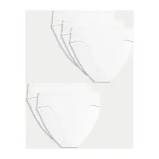 Womens M&S Collection 5pk Cotton Rich High Waisted High Leg Knickers - White, White - 10