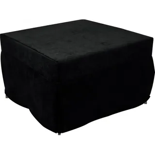 In ein Einzelbett umwandelbarer Puof,  Italy, Klappbett, Pouf aus abnehmbarem, platzsparendem Stoff für das Wohnzimmer, cm 78x78 / 195h45, Schwarz - Schwarz