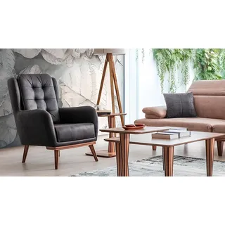 Schwarzer Moderner Sessel Ohrensessel Relaxsessel Fernseh Sitzer Luxus - Schwarz