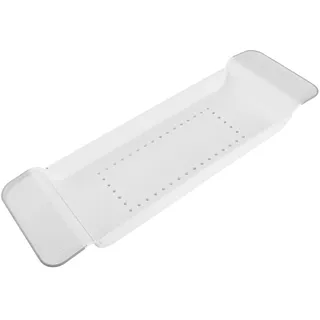 FTVOGUE Badewannenablage, Stabile Platzierung, Erweiterbares Kunststoffmaterial, Abflussdesign, Badewannenablage, Wannentisch für Skalierbarkeit Im Badezimmer (Weiß)