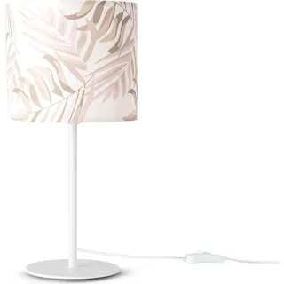 Tischlampe Schreibtischlampe Wandlampe Stoff Nachttisch E14 Blumen Jungle Deko - Weiß