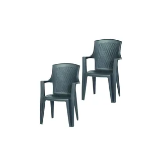 PROGARDEN Gartensessel Eden Stapelstuhl 60 x 62 x 89 cm schwarz 2 Stk.