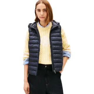 Tommy Hilfiger Damen Weste Padded Global Stripe Vest mit Kapuze, Blau (Desert Sky), XXL
