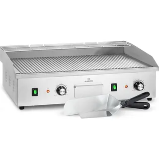 Klarstein Elektrogrill, Tischgrill mit LED-Anzeige, Elektrogrill für Balkon & Indoor, Edelstahl Elektro Grill, Grillplatte mit abnehmbarer Antihaftplatte & Spritzschutz,Grill Elektrisch 200 W - Silber