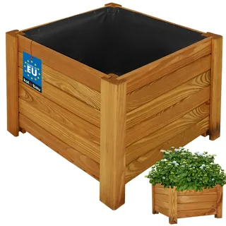 KOTARBAU® Blumenkasten - 38 x 38 x 30 cm - Pflanzkasten mit Vlies - Pflanzkübel groß außen - Balkon Sichtschutz - Blumenkästen für Garten & Terrasse - Blumenkübel aus Kiefernholz - Eiche