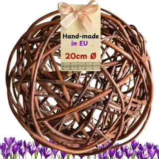 halmland Dekokugel aus Weide 20cm Ø – Liebevoll in EU handgefertigte Gartenkugel für außen, Winterfest, Moderne Gartendekoration, Gartendeko groß, Highlight für Wohnung & Tisch, Premium-Qualität