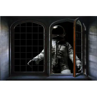 queence Wandsticker »Astronaut« Wandsticker, Wandbild, selbstklebend, 3D, Fenster, schwarz