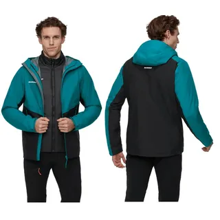 Mammut Alto Light 3 in 1 HS Hooded Jacket Herren Outdoor Wanderjacke : XL - Schwarz, Grün