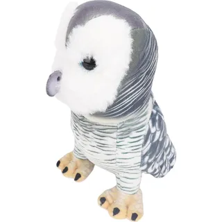 9,84 Zoll große Plüsch-Eule, niedliches, realistisches, dekoratives Stofftier für Kinderzimmerdekoration, Schwarz, Weiß