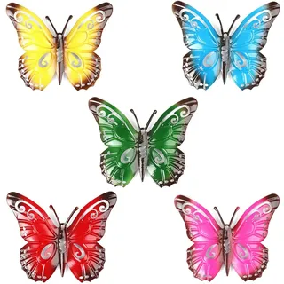 ZXUPOI 5 Pcs Outdoor Große Metall Schmetterling Garten Dekorationen Outdoor Wandkunst Metall Schmetterling für Outdoor Zäune Schuppen Wände 27 x 22 cm