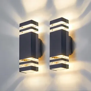 CELAVY LED Wandleuchte Wandlampe aussen 2 Stück, IP65 Außenlampe Aussenlampe Wand, GU10 Up Down Außenleuchte Aussenleuchte Außenwandleuchte Außenbeleuchtung Hauswand Terrasse Haus, Anthrazit Grau