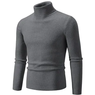 Liyinco Winter Rollkragenpullover Herren Warme gestrickte einfarbige Pullover Herren Slim Fit lässige Rollkragen Strick Herrenpullover für den Herbst