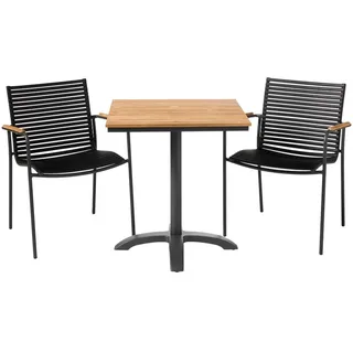 gardenson Balkon-Set 3-tlg. Anthrazit/Teak