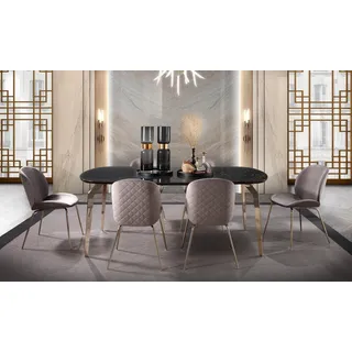 Garnitur Tisch Tische Luxus Holz Möbel Neu Esszimmer Gruppe Komplett Set 7tlg - Braun