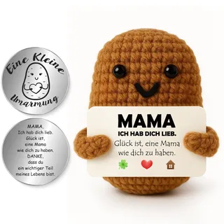 Tixlux Geschenk für Mama, Geburtstagsgeschenk für Mama, Pocket Hug Kartoffel Figur, Muttertagsgeschenk, Weihnachten, Liebevoller Glücksbringer aus Strickwolle, Kleine Umarmung, Ich hab Dich lieb