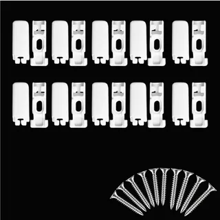 FENGCHUANG 10 Stück Plissee Ersatzteile Klemmträger Spannschuhe für Verspannte Plissees PE Plissee Klemmen mit 10 Schrauben für Klebeträger und Stick & Fix Front Klebeplatten (Weiß)