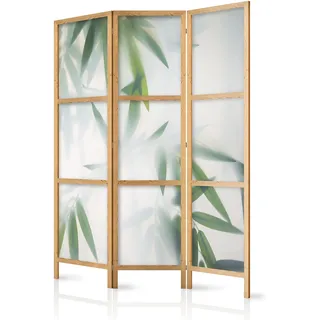 murando - Paravent Raumteiler Holz grüner Bambus, 135x172 cm, 3-teilig | Mobiler Sichtschutz, sofort einsatzbereit, Holzrahmen, ideal fürs Wohnzimmer oder Büro, geruchsneutral, lichtbeständig