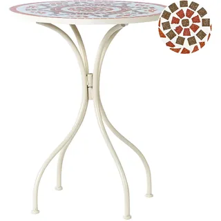 Beliani Gartentisch Ø 60 x 74 cm Weiß/Rot/Grau